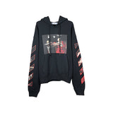 Off OW White Hoodie Red oil painting