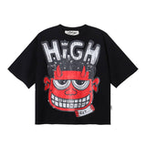 Bkys men's short-sleeve t-shirt - streetwear print, washed, rhinestone detail, 100% cotton