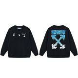 Off OW White Sweatshirt Blue dissolved water droplets