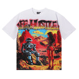 Life hustlers hot diamond hip hop printingpure cotton t-shirtg