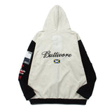 Hip-hop hoodie american high street distressed embroidered pegasus zipper hoodie sweatshirt terry looseoutwear trendy
