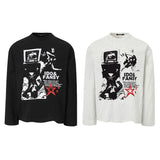 Unisex long-sleeved shirt autumretro black punk printing