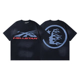 Men's short-sleeve t-shirt - washed print with hotfix rhinestones - 100% cotton - premium quality