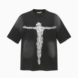 Men's t-shirt, hip-hop print, 100% cotton, printed, washed