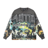 Long-sleeve t-shirt for men - rhinestone print, 100% cotton, hip-hop streetwear