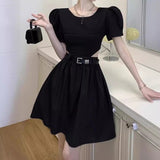Women Dresses Summer Short Sleeve Hollow Slim Fit Waist-Baring Dress