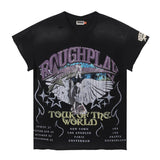 Rough play direct injection street printing hot diamond washed pure cotton t-shirt g