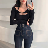 Women Long Sleeve Shirt Camisole Long Sleeve Two-Piece Suit