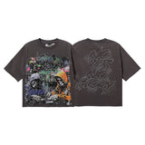 Bkys hot diamond washed pure cotton direct injection hip hop printed t-shirt g