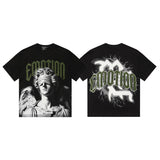 Mixed emotion t-shirt men's rhinestone printing g pure cotton printing