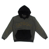 Hip-hop hoodie american high street contrasting color button letter retro distressed terry loose hooded sweatshirt hoodie