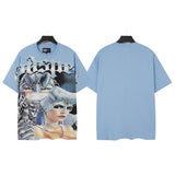 Men's youth t-shirt with rhinestone print, 100% cotton, american retro style