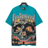 Men's youth t-shirt with rhinestone print, 100% cotton, american retro style