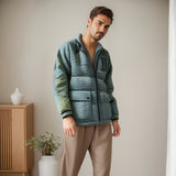 Men Jacket Vintage Stand-up Collar Cotton-Padded Clothes Men's Winter