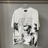 Mixed Emotion T-Shirt Alien Print Diamond Casual Loose Short Sleeve T-Shirt