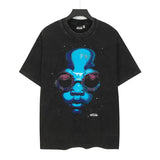 Men's t-shirt short-sleeved washed hot diamond printing g pure cotton hip hop street printing