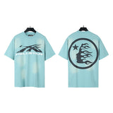 Men's short-sleeve t-shirt - washed print with hotfix rhinestones - premium cotton - high quality