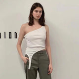 Women Camisole Summer Single-Shoulder Suspender Outerwear Crop-Top Spaghetti-Strap