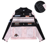Unisex down jacket quilted motorcycle style outwear