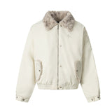 Unisex Down Jacket Winter Vintage Fleece Collar