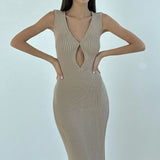 Women Sweater Dress Sexy Cutout Tight Skirt Knitted Spring/Summer