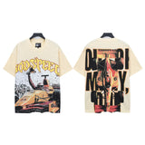 Men's youth t-shirt with rhinestone print, 100% cotton, american retro style