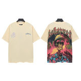Men's youth t-shirt with rhinestone print, 100% cotton, american retro style