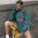 Women Sweatshirt Printed Crew Neck Sweatshirt Women's Loose Top