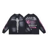 Men's long-sleeve t-shirt - washed cotton print - streetwear