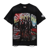 Rough play hot diamond washed pure cotton t-shirt g direct printing