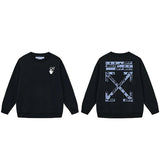 Off OW White Sweatshirt Blue warning line