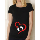 Pregnancy Shirt Maternity Cute Baby Print O-Neck