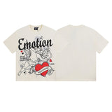 Mixed emotion men's t-shirt - short sleeve, rhinestone print, 100% cotton