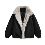 Unisex Down Jacket Winter Fleece Collar Vintage Jacket