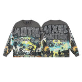 Long-sleeve t-shirt for men - rhinestone print, 100% cotton, hip-hop streetwear