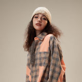 Unisex Sweater Color-Contrast Check Long Sleeve Shirt