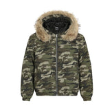 Unisex Down Jacket Men's Winter Fur Collar Camouflage Padded Jacket