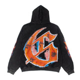 Hip-hop hoodie american trader skull printing retro washed and distressed rock loose hooded sweatshirt hoodie