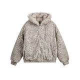 Unisex Down Jacket Men's Winter Leopard Print Padded Cotton Warm Padded Jacket