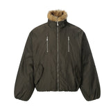 Unisex down jacket men's winter retro fur collar