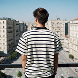 Men T Shirts Vintage Stripe T-shirt Men and Women Loose