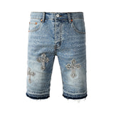 Purple Brand Denim Shorts Cross rhinestone