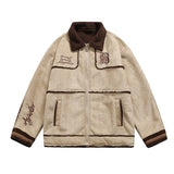 Unisex Down Jacket Winter Suede Lamb Fur Vintage Cotton Jacket