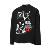 Unisex long-sleeved shirt autumretro black punk printing
