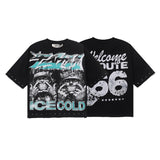 Bkys hotfix rhinestone cotton t-shirt - american hip hop print