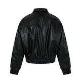 Unisex Down Jacket Vintage Old Money Wind Thickened Leather Jacket