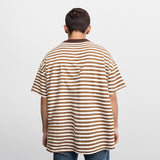 Unisex Polo Shirt Vintage Striped Lapel Short Sleeve