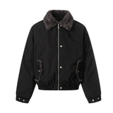 Unisex Down Jacket Winter Vintage Fleece Collar
