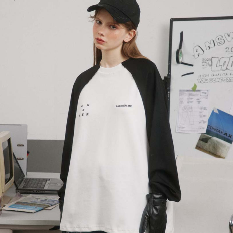 Unisex Sweatshirt Fall Contrast Color round Neck Sweatshirt