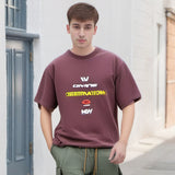 Men T Shirts Vintage High Street Washed Distressed Letters Printing